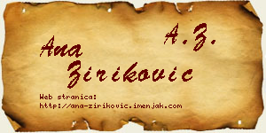 Ana Ziriković vizit kartica